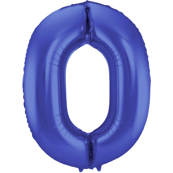 Blauwe Metallic Mat Folieballon Cijfer 0